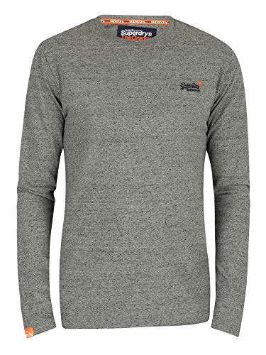 Superdry O L Vintage Embroidery L/s tee Camisa, Gris (Sand Steel Flint), 3XL para Hombre