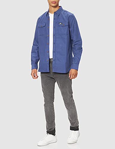 Superdry Trailsman Moleskin-Camiseta Camisa, Color Azul, S para Hombre