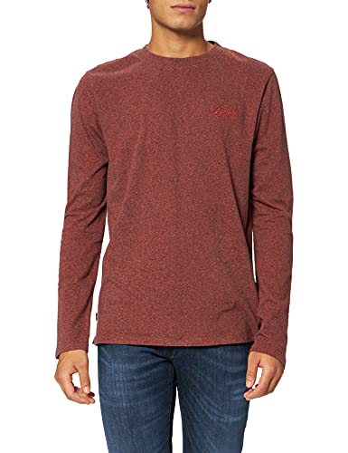 Superdry Vintage Logo Emb LS Top Camiseta de Manga Larga, Fired Red Jaspe, L para Hombre