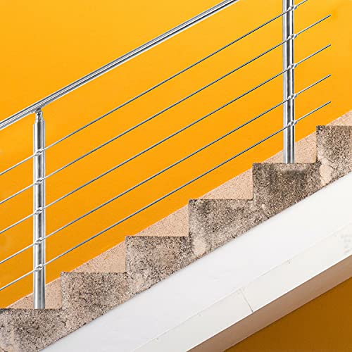 SWANEW Pasamanos escalera acero inox 80*4.2*106.5cm,5 barras,barandilla con kit de instalación,para Exteriores Ático Barandas para Ancianos y niños