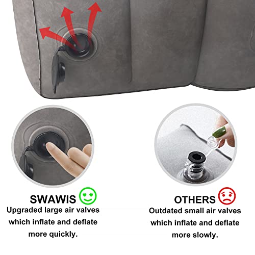 SWAWIS Reposapiés inflable portátil, reposapiés, cojín inflable rápido, altura ajustable, cojín de viaje, cojín de reposapiés para viajes en avión, coche, casa u oficina