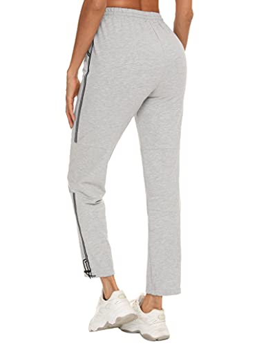 Sykooria Pantalones Deportivos Mujer 95% Algodón Pantalon Chandal Casual con Bolsillos y Tiras Reflectantes Largos Pantalones Mujer Verano Suelto para Yoga Fitness Jogger Correr