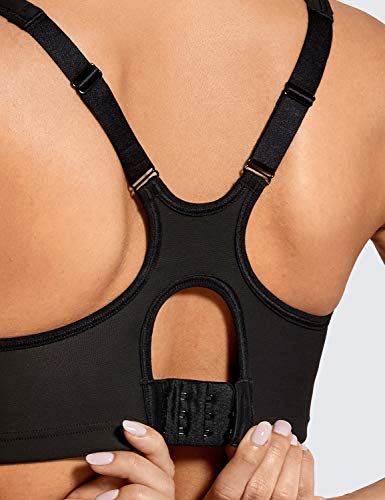 SYROKAN - Sujetador Deportivo con Aros Espalda Deportiva Sin Relleno para Mujer Negro 100C