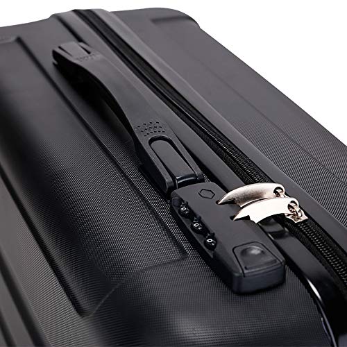 T-LoVendo TLVMA-BLACK Maleta de Cabina 4 Ruedas Negro Viaje Semirigida, 20" (40L), aprox. 55x36x21cm