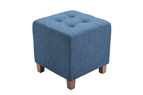 Taburete Bajo Pharao Tapizado En Tela I Puff con Altura De Asiento 46cm I Taburete Reposapiés Acolchado I Taburete Bajo De Salón I Color:, Color:Azul