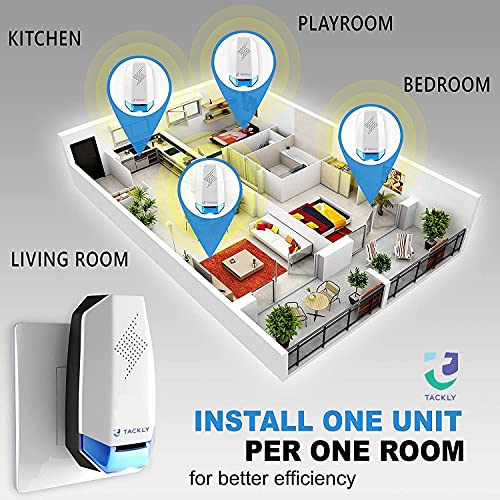 TACKLY Repelente ultrasonico plagas x2 - Repelente ultrasonido antimosquitos Moscas cucarachas Ratas Hormigas arañas - Anti Mosquitos electrico - Enchufe ahuyentador Interior Exterior