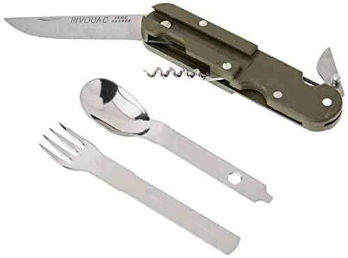 Tarrerias Bonjean 40300 - Cuchillo de Bolsillo Plegable (6 Funciones, Acero Inoxidable, con Tenedor y Cuchara)