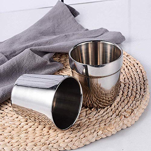 Taza de Acero Inoxidable - Vasos Copas de Metal Tumbler Apilables Premium,Taza de Café/Taza de Té/Vasos de Cerveza para Enfriar ideal para Viajes al Aire Libre, Camping y Todos Los Días（4 piezas）