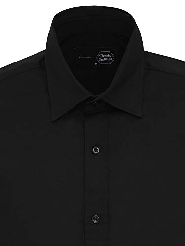 Tazzio Camisa de manga larga para hombre, ajustada, para ocio, negocios, G-700 Negro XXXL