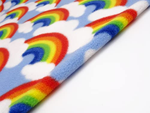 Tela de forro polar de arco iris, por metro, material polar, antipastillas, para costura, colchas, camas de mascotas, mantas de 150 cm de ancho (1 m)