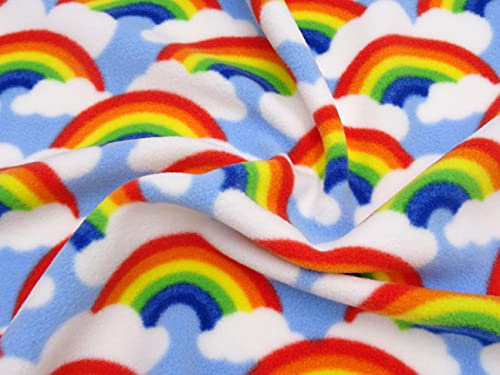 Tela de forro polar de arco iris, por metro, material polar, antipastillas, para costura, colchas, camas de mascotas, mantas de 150 cm de ancho (1 m)