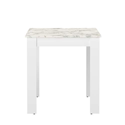 Temahome Mesa de comedor Nice, tablero de partículas de melamina, blanco y efecto mármol, 110 x 70 x 73,4 cm