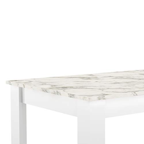 Temahome Mesa de comedor Nice, tablero de partículas de melamina, blanco y efecto mármol, 110 x 70 x 73,4 cm