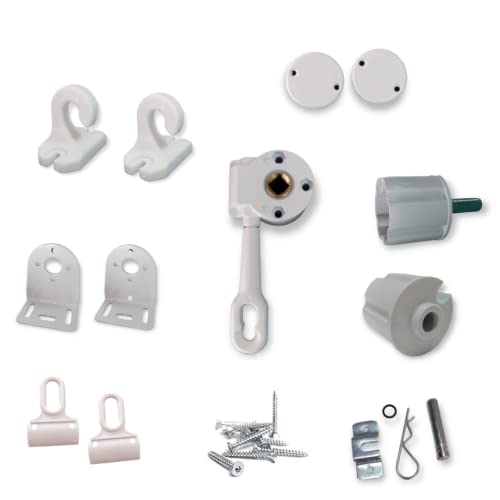 TENDAGGIMANIA Kit completo de accesorios de alta calidad para toldo de sol a caída 5000 /s – Kit rodillo diámetro 60 mm, blanco 9010