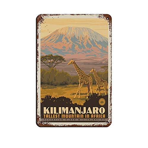 Tengyuntong Cartel de Viaje Kilimanjaro Montaña más Alta de África Cartel de Chapa Vintage Oficina en casa Cocina Pub Club Café Bar Granja Restaurante Colección Metal Arte de la Pared Placa Retro