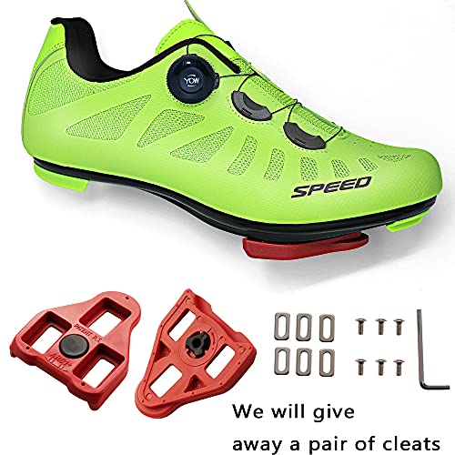 TFNYCT Zapatilla de Ciclismo Hombre Bicicleta Carretera MTB Tacos Respirables Mountain Interior Zapatillas de Ciclismo (Verde, Numeric_41)