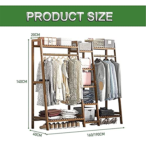 TGLBHD Perchero De Bambú Perchero De Pie con 9 Estantes para Zapatos Colgador Ropa Organizador De Armario Mueble Recibidor Armario Abierto Montaje Sencillo (Size : 190x40x140cm)