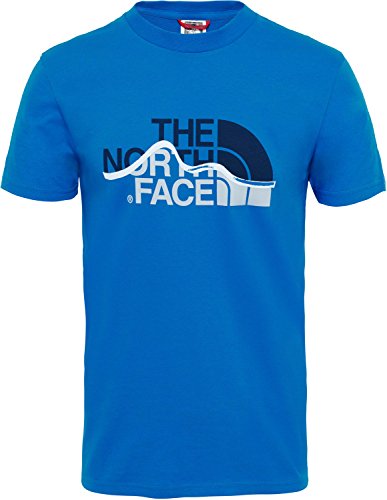 The North Face S/S Mount Line Camiseta de Manga Corta, Hombre, Azul (Bomber Blue), M