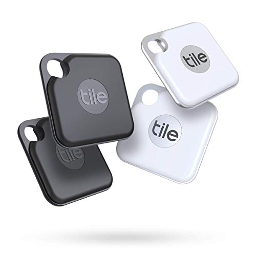 Tile Pro (2020) buscador objetos Bluetooth, Pack de 4, negro/blanco. Radio búsqueda 120m, batería 2 años, compatible con Alexa, Google Smart Home, iOS, Android. Busca llaves, mandos a distancia y más