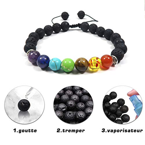 TOAOB 580 Piezas Cuentas Redondas de Piedra de Lava Natural de Tamaño Mixto 4 mm 6 mm 8 mm 10 mm Color Negro Sin Teñir Perlas de Energéticas para la Fabricación de Joyas y Yoga Pulsera