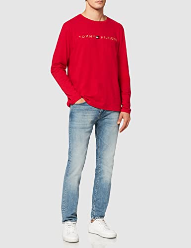 Tommy Hilfiger Cn LS tee Logo Dorado Camiseta de Pijama, Primary Red, M para Hombre