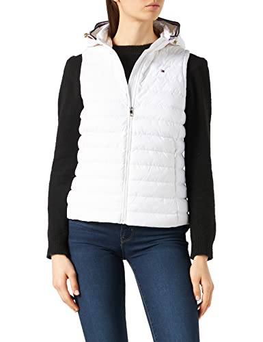 Tommy Hilfiger ESS LW Down Vest Chaleco de plumón, TH Optic White, L para Mujer