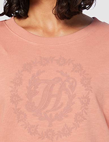 Tommy Hilfiger Oversized Floral TH Sweatshirt Suéter, Clay Pink, XS para Mujer