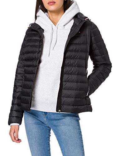 Tommy Hilfiger TH Ess Lw Down Jacket, Chamarra de Plumas para Mujer, Negro (Black), S