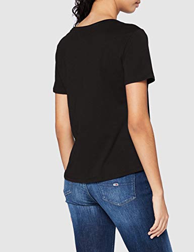 Tommy Hilfiger Tjw Slim Jersey V Neck Camiseta, Negro (Black), M para Mujer