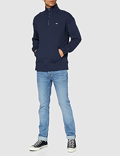 Tommy Jeans TJM Text Flag Mock Neck Suéter pulóver, Twilight Navy, L para Hombre