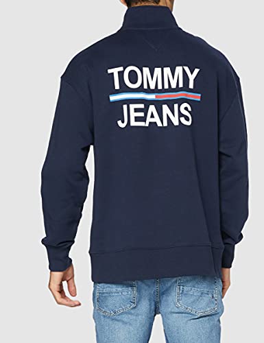 Tommy Jeans TJM Text Flag Mock Neck Suéter pulóver, Twilight Navy, L para Hombre