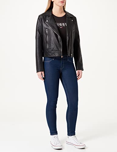 Tommy Jeans TJW Skinny Essential Logo 1 SS Camiseta, Black, M para Mujer