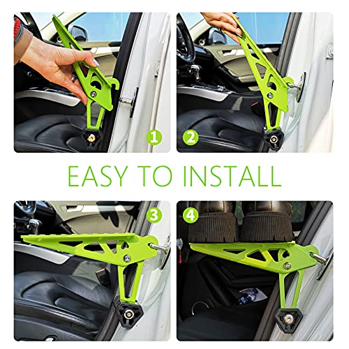 TOOENJOY Escalón para Puerta de Coche, Escalera Plegable para Vehículo con Martillo de Seguridad, Fácil Acceso a la Azotea para SUV, RV, vehículo Todoterreno (Verde)