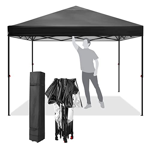 TOOLUCK Carpa Plegable 3x3m Gazebo Impermeable y Pop Up Cenador Pabellon de jardín con Bolsa de Rodillos, pergola Ajustable en Altura Carpa para terraza, Camping, Playa, Negro