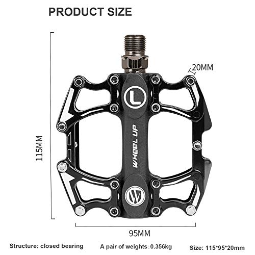 Topchances Pedales de bicicleta de montaña universales antideslizantes y ligeros, de aleación de aluminio estándar, eje de 11,5 x 9,5 x 2 cm