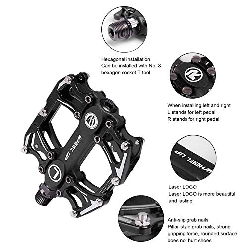 Topchances Pedales de bicicleta de montaña universales antideslizantes y ligeros, de aleación de aluminio estándar, eje de 11,5 x 9,5 x 2 cm