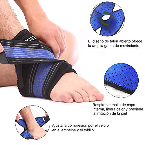 TOVIKI Deportes Vendaje Elástico para El Tobillo Tobillo Ttranspirable Ajustable Deportes Dolor en Las Articulaciones Esguince Fatiga Hombres y Mujeres