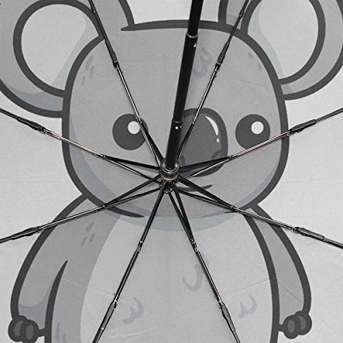 Travel Umbrellas Compact Cartoon Koala Vector Illustration Windproof Travel Umbrella Holder Rain & Wind Resistant Compact and Lightweight For Business and Travels