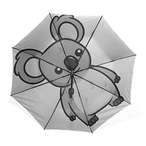 Travel Umbrellas Compact Cartoon Koala Vector Illustration Windproof Travel Umbrella Holder Rain & Wind Resistant Compact and Lightweight For Business and Travels