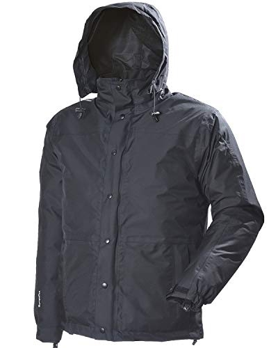 TRIVI – Chaqueta PARÍS Tejido Sympatex Impermeable, Cortavientos, Transpirable y Lavable con Forro de Rejilla y Costuras Selladas – Negro – Talla XXL