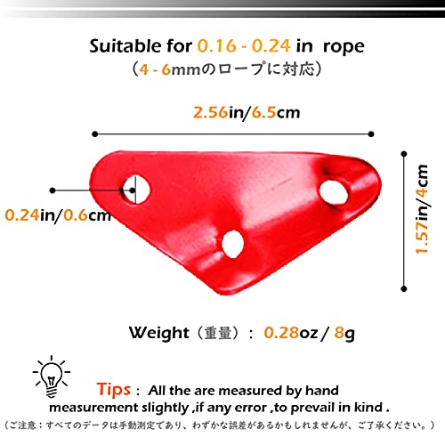 TRIWONDER Tensor Cuerda de Aleación de Aluminio Ajustador de Guying para Tienda de Camping Senderismo al Aire Libre Rojo (Forma de triángulo) - 12 pcs