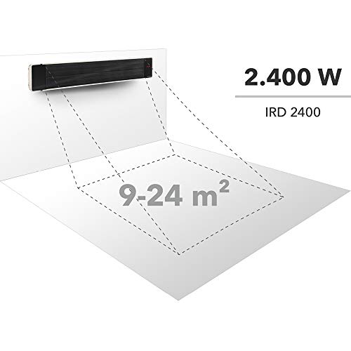 TROTEC 1410003330 Calefactor por radiación de luz negra IRD 2400 | Radiador Infrarrojo | Para exteriores | Radiadores de terraza| 2.400 W | IP55 clase de protección