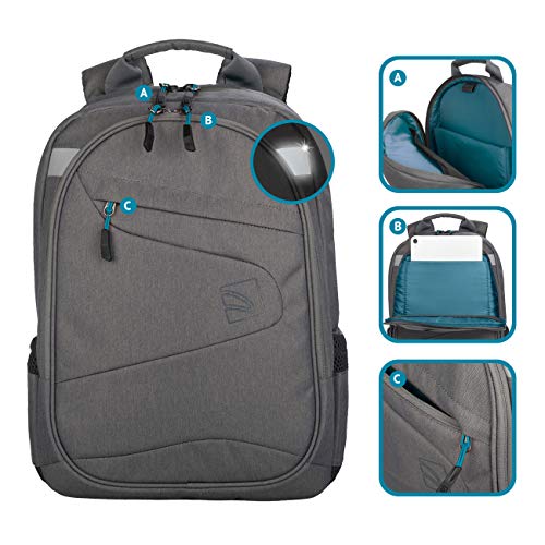 Tucano-Mochila Deportiva para PC de 13 y 14 Pulgadas y MacBook de 13".Bolsillos Acolchados para portatil,Tablet y iPad.Mochila, también Negra, para Mujer y Hombre, Ideal para Oficina y Universidad