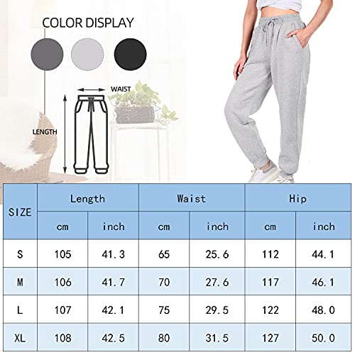 Tuopuda Pantalones Chándal Mujer con Cintura Alta Pantalones de Invierno de Lana para Mujer Pantalones de Deporte Mujer con Bolsillos Casuales Pantalón Holgados Jogger Pants(Gris Claro,M)