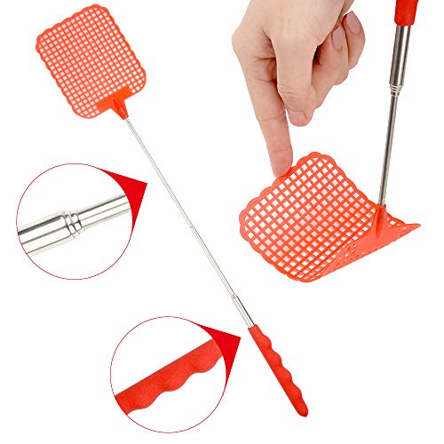 TUPARKA 5 Packs Telescopic Fly Swatters, Control Manual de Swat Ajustable Ajustable Duradero Mango Extensible Esposa de la casa Ayudante