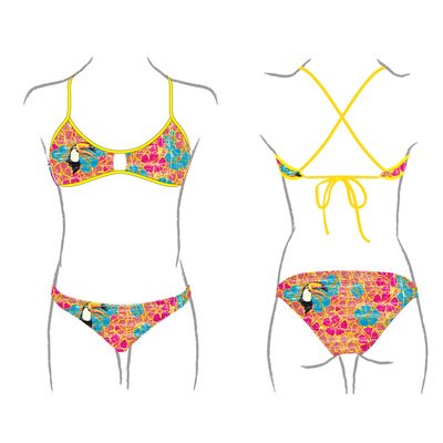 Turbo Power Tropical Tucan Bragas de Bikini, Multicolore, X-Large para Mujer