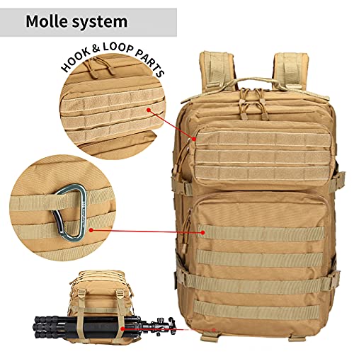 UBORSE Mochila Táctica Militar 40L Paquete de Asalto MOLLE Impermeable Bolsa de Caza Senderismo Acampada y Actividad al Aire Libre