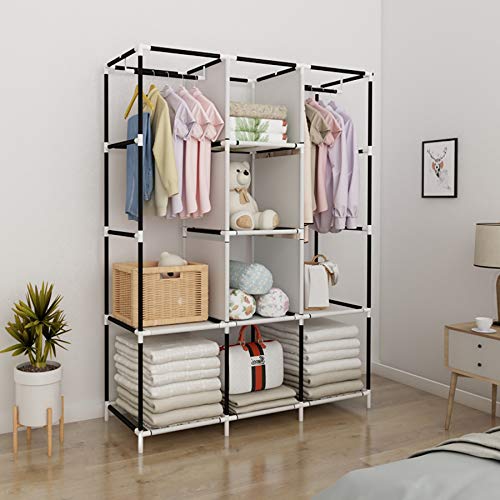 UDEAR Armario de Tela Plegable Ropa Organizador Closet portátil Guardarropa,Negro