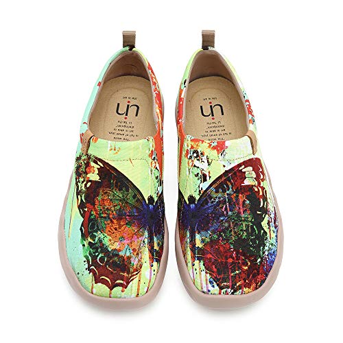 UIN Butterfly Mocasín de Mujer Verano,Mocasín de Cuero Casual Diseñado Holgazán de Mujer Zapatos Comodos de Zapatos Mujer, Lona 39