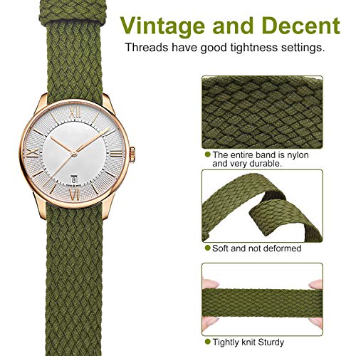 Ullchro Nylon Correa Reloj Recambios Calidad Alta Perlon Lienzo Correa Relojes NATO Hombre Mujer- 14, 16, 18, 20, 22mm Correa Reloj con Hebilla de Acero Inoxidable (14mm, Verde Militar)